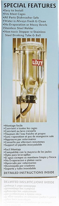 Lixit Heavy Duty Deluxe Glass Water Bottles for Birds, Dogs and Small Animals. (16oz Large Tube)