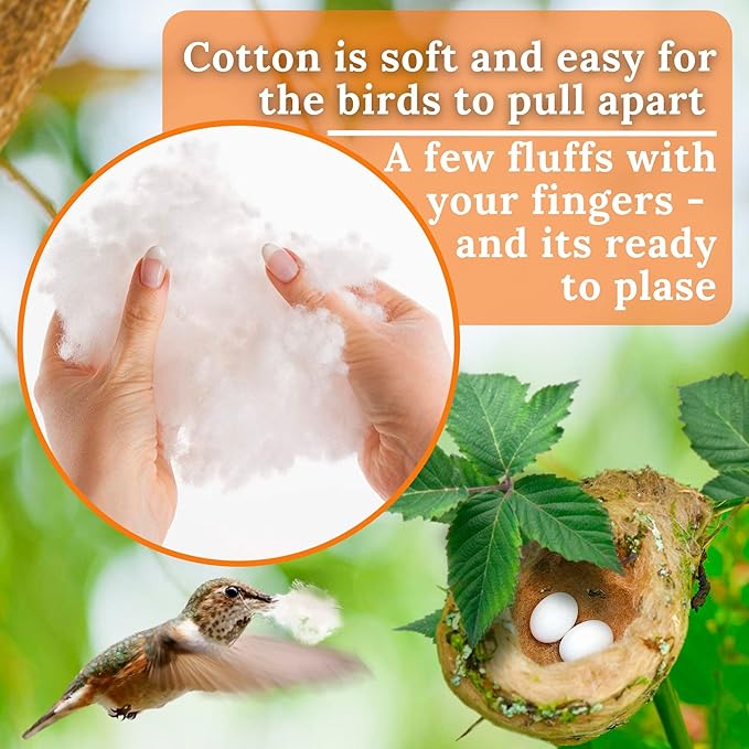 Hummingbird Nesters Bird Nesting Material Holder for Wild Birds Humming Bird House Materials Gifts for Bird Watching Nature Lovers Refillable Outdoor Bird Station (Cotton Nesting Material)