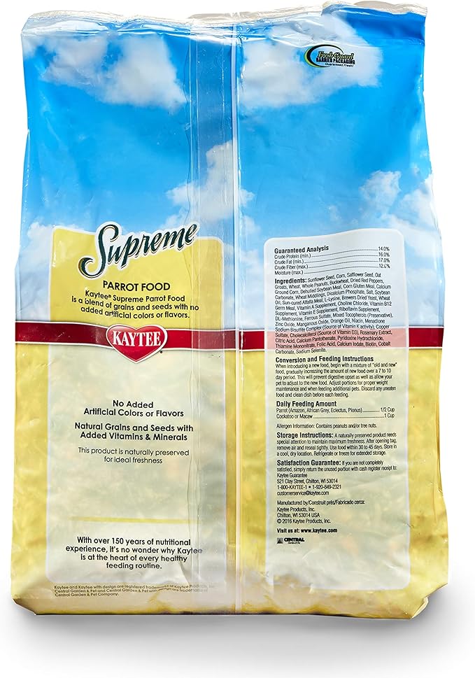 Kaytee Supreme Pet Parrot Bird Food, 5 Pound