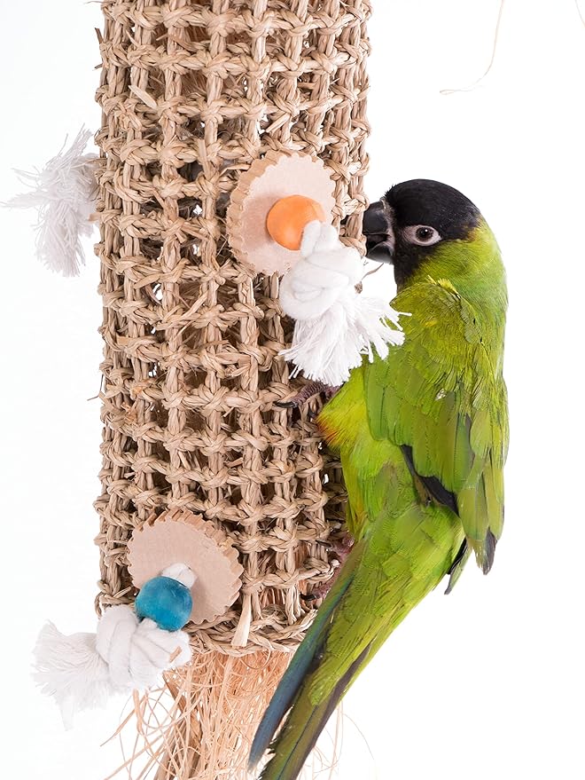 Penn-Plax Bird-Life Natural Seagrass Weave Kabob - Climbing, Hanging, Chewing Bird Toy - for Medium to Large Sized Birds - 21’’H