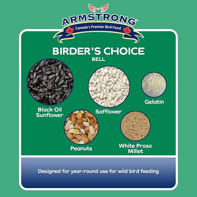 Armstrong Wild Bird Food Birder's Choice Bell, 12 Ounces - Premium High-Energy Treat for Year-Round Songbird Feeding - Easy-to-Hang Suet Alternative