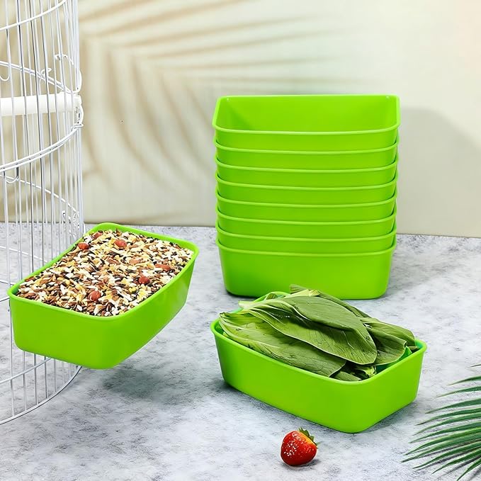 Zhehao 20 Pieces Cage Cups Chicken Feeder Waterer Cups 16 oz Hanging Bird Cage Feeder Plastic Bunny Water Bowl for PET Parrot Pigeon Rooster Gamefowl Poultry (Light Green)