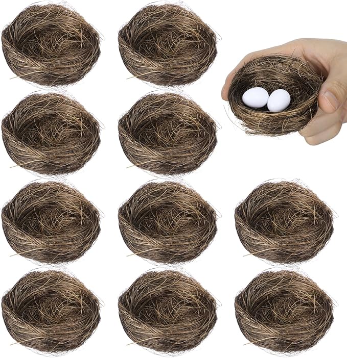 Milisten 16pcs Simulated Bird Nest Mini Artificial Bird Nest Fake Ornament for Christmas Tree Decor Wedding House Home Crafts Garden Moss Easter Party Decor