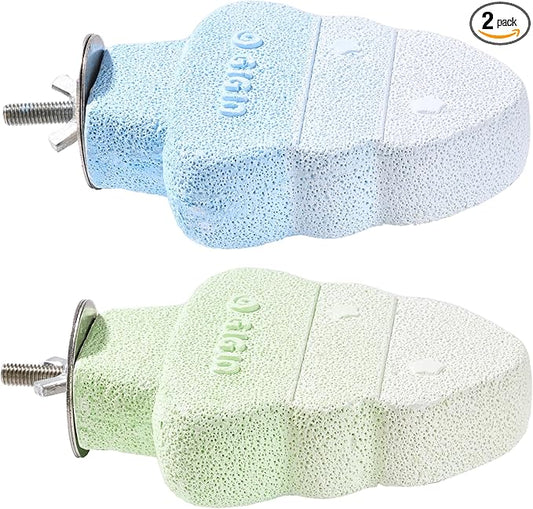2 Pack Bird Beak Grinding Stone, Parrot Perch for Cage Volcanic Rock Mineral Bird Perch, Parrot Cage Accessories for Parakeets Budgies Cockatiels, Lovebirds Small to Medium Birds