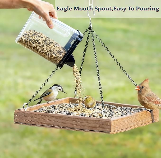 3L/3.2Qt Bird Seed Storage Container,Pet Food Storage Containers with Pour Spout,Cereal Dispenser,Holds up to 3~3.5Lbs-Easy Grip and Fill Bird Feeders-Ideal for Storing Sunflower Seed