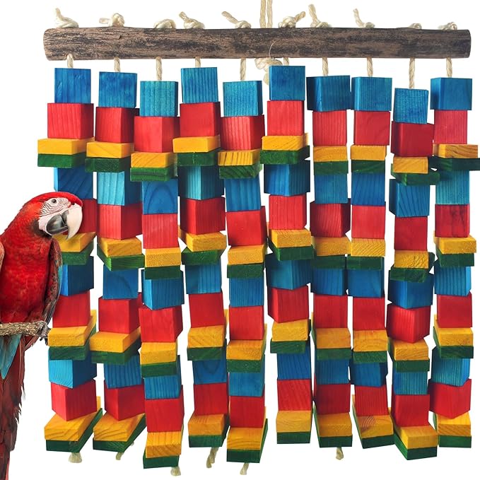 DBNESS Extra Large Bird Toys, 20inch XL Macaw African Grey Parrot Chewing Toys, Natural Wooden Block Knots Tearing Toy Parrot Cage Accessories for Big Birds