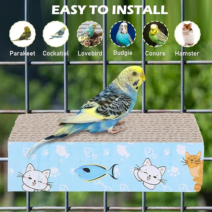 COMNICO 2 PCS Bird Chew Toy Parrot Cage Perch Cardboard Platform Bird Paw Grinding Stand for Cage Birds Resting Platform Stand Parrot Playground Exercise Toys ParakeetsCage Accessories