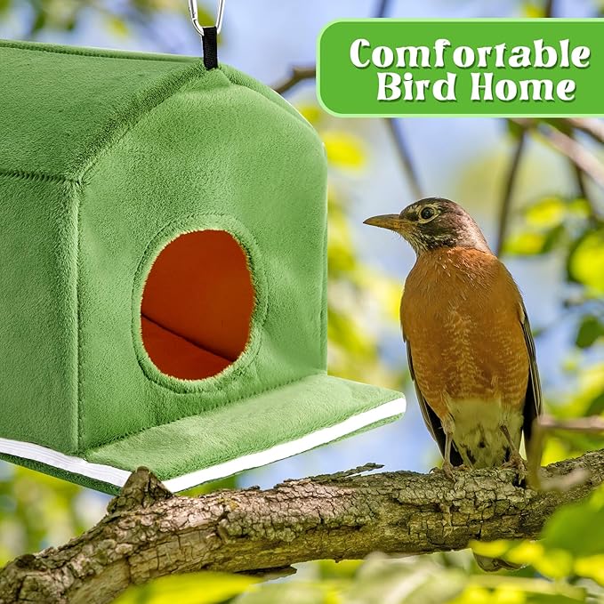Spiareal 2 Pcs Large Winter Warm Birds Nest House Plush Snuggle Bird Bed for Cage Sleeping Hanging Hammock Parakeet Bed Cage Accessories for Parrot Cockatiels Budgies Lovebird 11 x 15 x 11 Inches