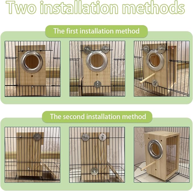 Parakeet Nesting Box, 7.87 X 4.72 X 4.72 inch Transparent Bird Nest Breeding Box with Perch Parrot Mating Box Wood Bird House Aviary for cage (S Vertical)