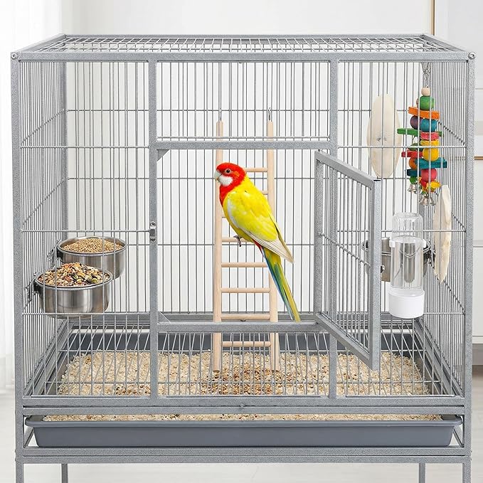 2 Pack Bird Ladder, Wooden Bird Cage Ladder Birds Cage Accessories for Parakeets, Parrots, Cockatoo & Lovebirds (6 Step & 8 Step)