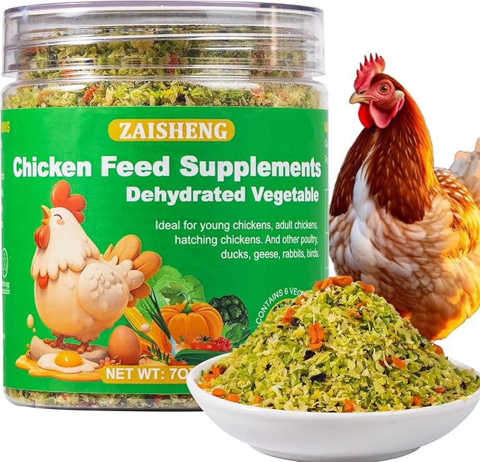7oz Chicken Food Supplement for Laying Hens - Air-Dried Treats with Vitamins & Probiotics Molting Feed Season Support, Egg Boost & Feather Regrowth
