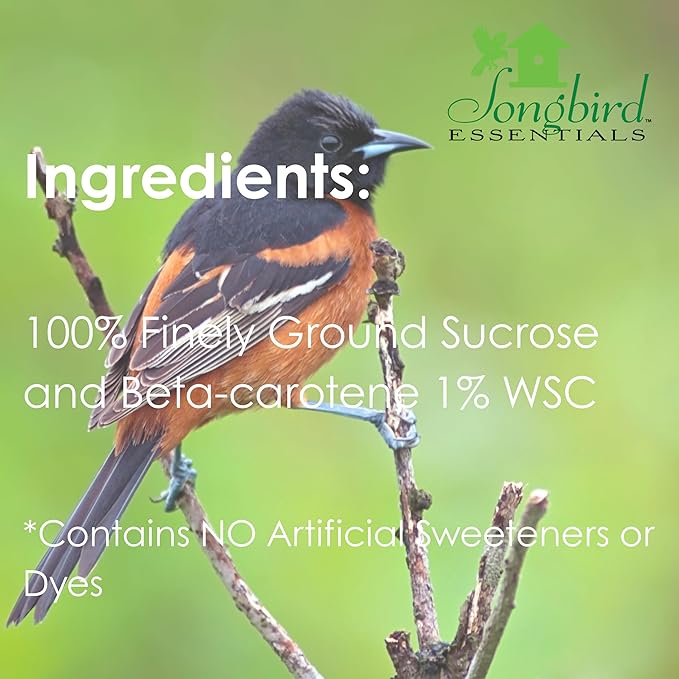 Songbird Essentials Oriole Nectar Mix - 8 Ounce Dry Concentrate Makes 48 Ounces Nectar - No Boil, All Natural, No Dyes or Artificial Sweeteners - Made in USA - Attracts Orioles and Hummingbirds