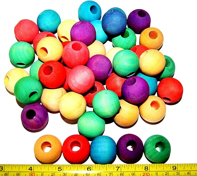 Pet Bird parrot toys Parts 20 Pcs Colored Wood Wooden 1 inch Balls for Cockatoo Amazon Lorie