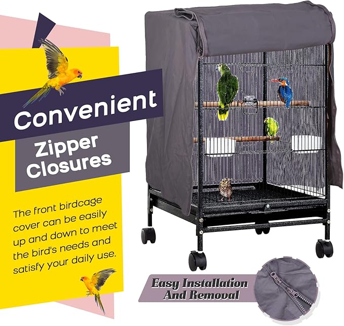 QBLEEV Birdcage Cover, Breathable Night Cover for Bird Cages, Parrot Cage Cover Shade Pet Universal Blackout Windproof Light-Proof Sleep Reduces Distractions Night Accessories Cloth Without Cage