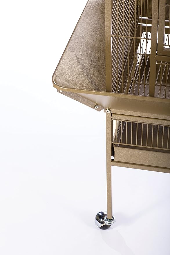 Prevue Pet Products Park Plaza Bird Cage - Small Cocoa Brown Steel Cage with Rolling Stand, Dual Locks, Seed Guards, and Perch, Ideal for Parakeets, Cockatiels, & Small-Medium Birds - Cocoa Hammertone