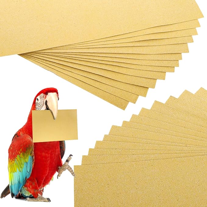 Okllen 50 Pieces Gravel Liner Paper for Bird Cage, 11 x 17 inch Birdcage Liner Pet Bedding Accessories, Parrot Cage Sandpapers