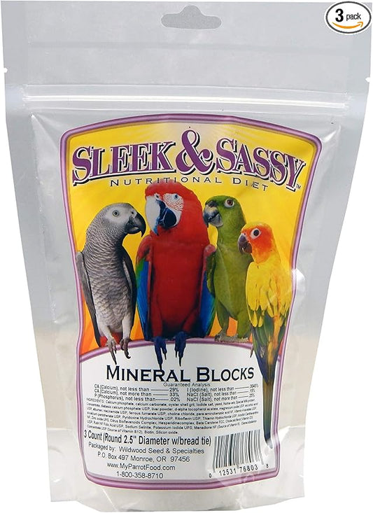 SLEEK & SASSY Mineral Blocks (2.5" Diameter) for Birds (3 Ct.)