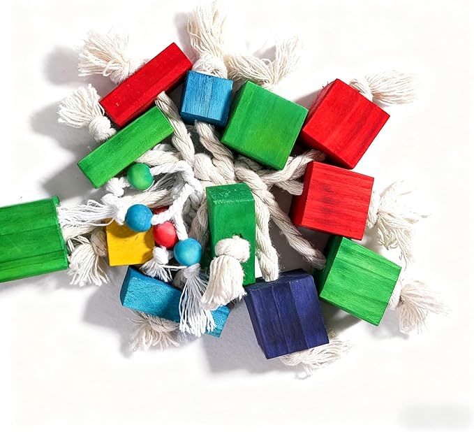 Durable Bird Toys for Large Parrots Parrot Toys for Macaws & African Greys Natural Wood, Squeaky, Chew & Climbing Toys for Large Birds, Safe & Eco-Friendly