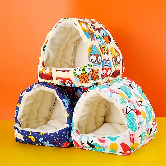 Bird Nest Plush Snuggle Hanging Hammock Bird Cave Parrot Sleeping Bed Shed Hut Hanging Tent for Hamster Parrot Macaw Budgies Parakeet Cockatiels Lovebird-Owl