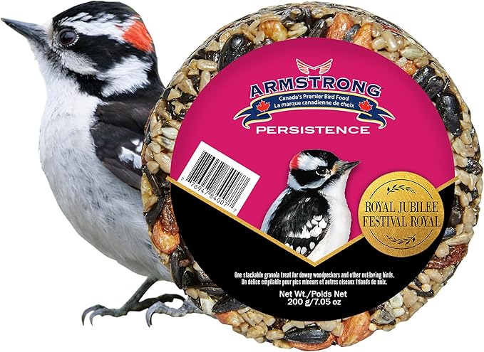 Armstrong Wild Bird Food Royal Jubilee Persistence Granola Stack, 7.05oz – High-Energy Treat with Black Oil Sunflower Seeds, Peanuts & Fruit - Ideal for Granola Stack Feeders