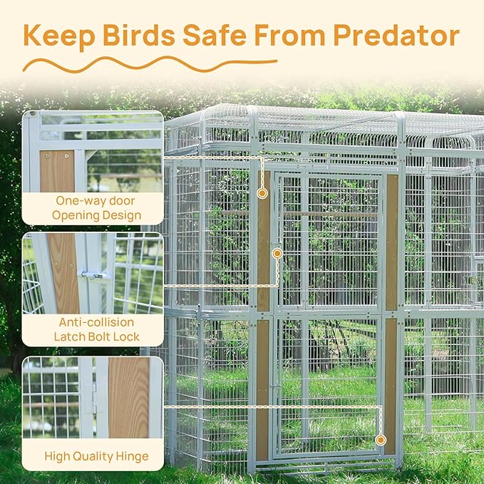 154" Heavy Duty Outdoor Walk-in Bird Cage - Carbon Crystal Board & Metal Aviary for Macaws, Budgies, Conures, Lovebirds & More - Spacious Flight Cage for Large & Small Birds