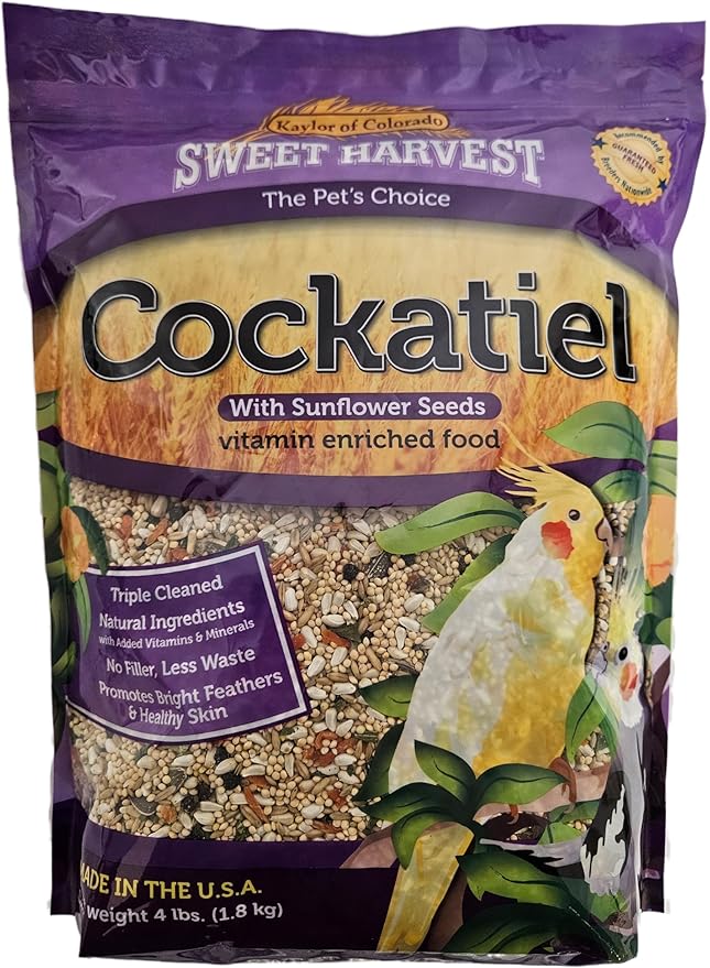 Cockatiel Bird Food (with Sunflower Seeds), 4 lbs Bag - Seed Mix for Cockatiels