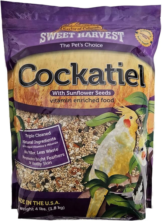 Cockatiel Bird Food (with Sunflower Seeds), 4 lbs Bag - Seed Mix for Cockatiels