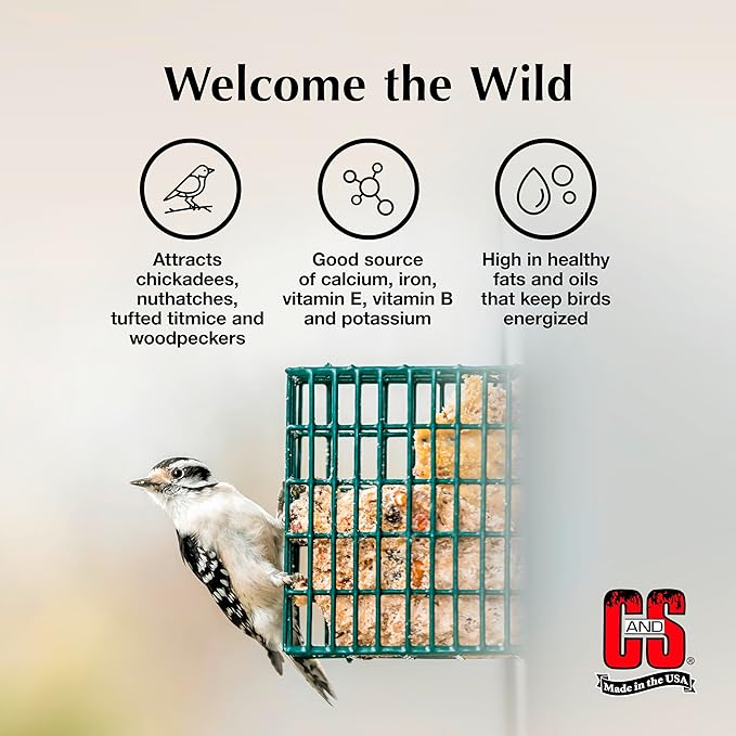 C&S Sunflower Suet Treat, for Chickadees, Nuthatches, Tufted Titmice, Woodpeckers, Wrens, Warblers, Brown Creepers, Northern Flickers, Pine Grosbeaks, Jays and More, 11 Ounces, Pack of 8
