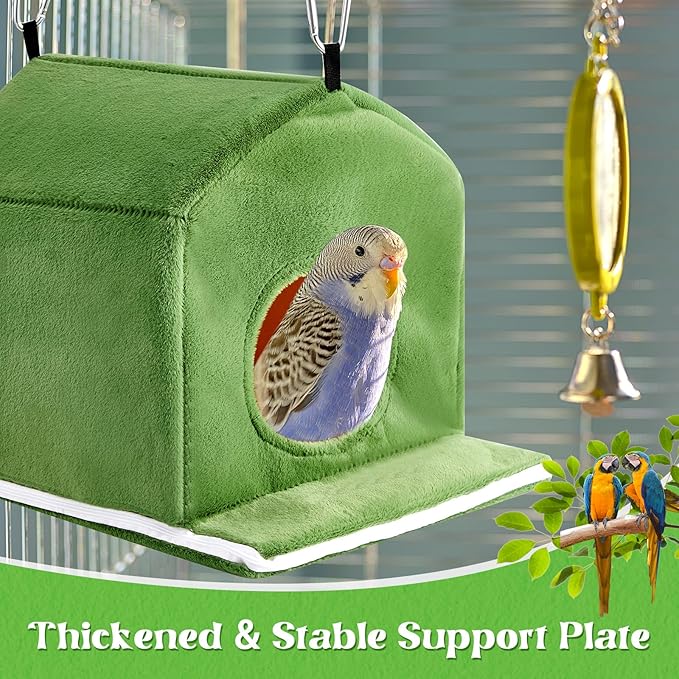 Spiareal 2 Pcs Large Winter Warm Birds Nest House Plush Snuggle Bird Bed for Cage Sleeping Hanging Hammock Parakeet Bed Cage Accessories for Parrot Cockatiels Budgies Lovebird 11 x 15 x 11 Inches