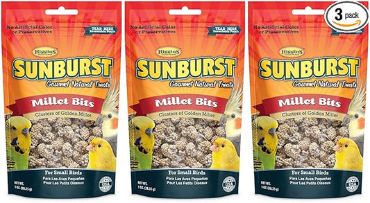 Higgins 3 Pack of Sunburst Millet Bits for Small Birds, 1 Ounce Each