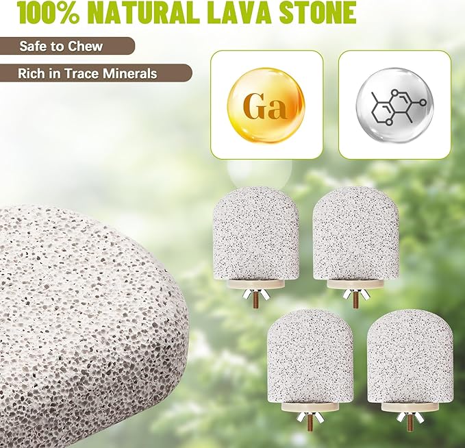 4 PCS Bird Perch Stands, Calcium Beak Grinding Stone and Foot Claw Trimmer, Lava Ledge Parrot Platform Chewing Toys for Parakeet Cockatiel Conure Lovebird Finch Budgies