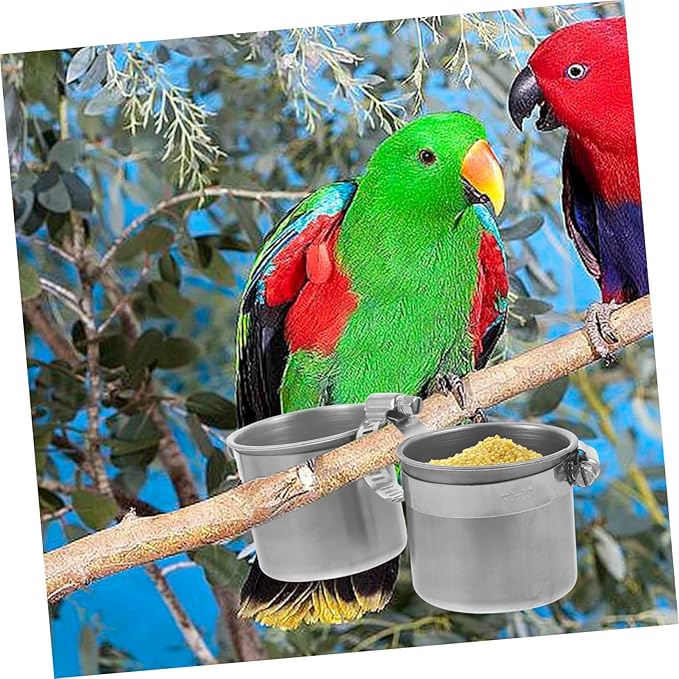 GANAZONO Parrot Standing Pole Feeder Pet Parrot Feeding Container Steel Construction Easy Install