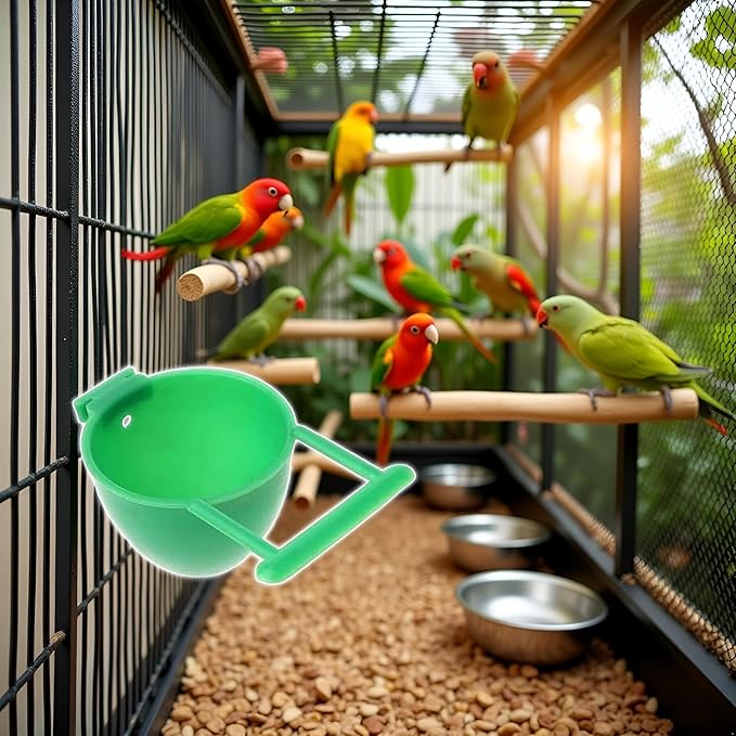 Green Parrot Feeder Bird Parrot Feeder Fruit Egg Container Holder Cage Hanging Pet Bird Supplies Creative and Exquisite Workmanship