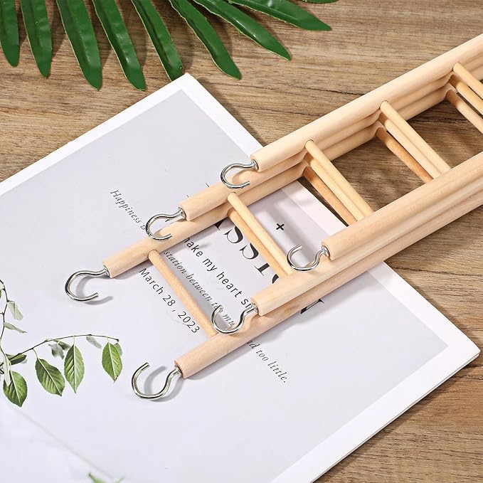 3 PCS Bird Cage Ladder, Parakeet Ladders Bird Ladder for Cage Wooden Hanging Parrot Wood Step Climbing Small Wooden Ladders for Birds Parakeets Parrots Cockatoo Lovebirds (3 Step, 5 Steps, & 7 Steps)