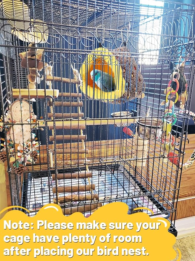 Small Winter Warm Bird Nest for Cage - Comfortable Bird Bed with Support Board, Hanging Hammock Shed Hideaway Hut Gift for Budgerigar Canaries Lovebirds