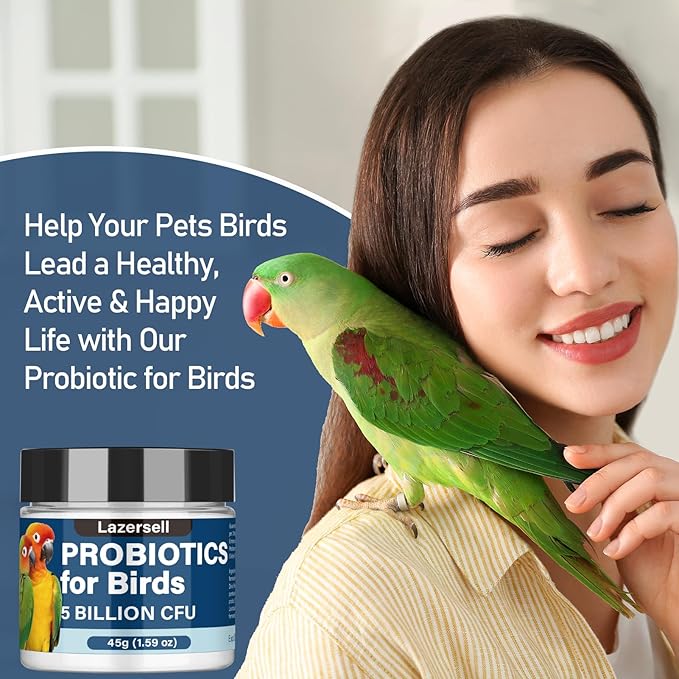 Probiotics for Birds Avian Probiotics Dietary Supplement for Parrots - Bird Probiotic Powder Supplement All-Natural Digestive System Formula (1.59 OZ)