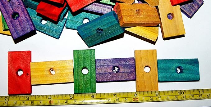 Wood Wooden Colored 50Pcs Blocks for Bird Parts Mini Macaw Senegal Amazon