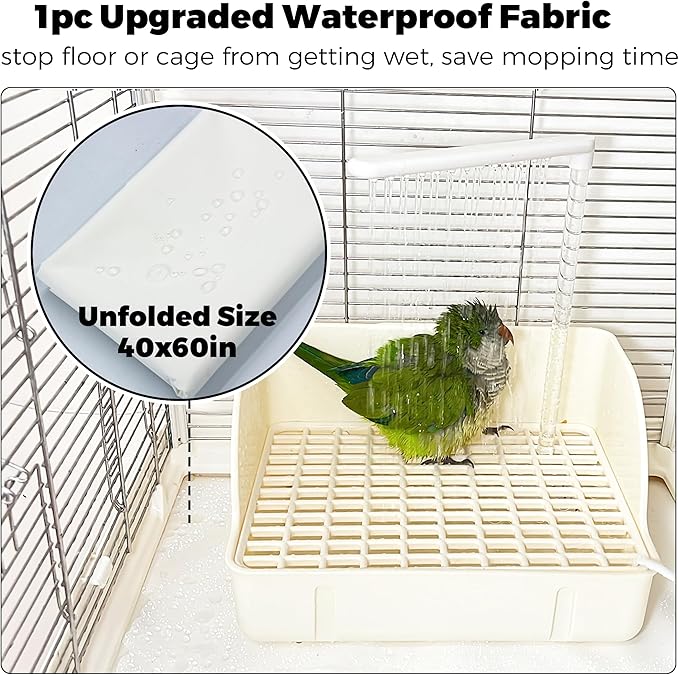 Automatic Parakeet Bird Bath with Pump, Large Bird Shower Fountain Indoor Bathtub with Running Water, Parrot Bath Tub Faucet for Pet Birds, African Grey, Cockatiel, Conure, Budgie, Lovebird