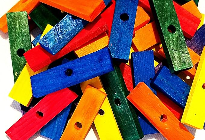 Wooden Color 50 Blocks 3" Long for Parrot Bird Toy Cage Toys Medium Size Fantastic to chew