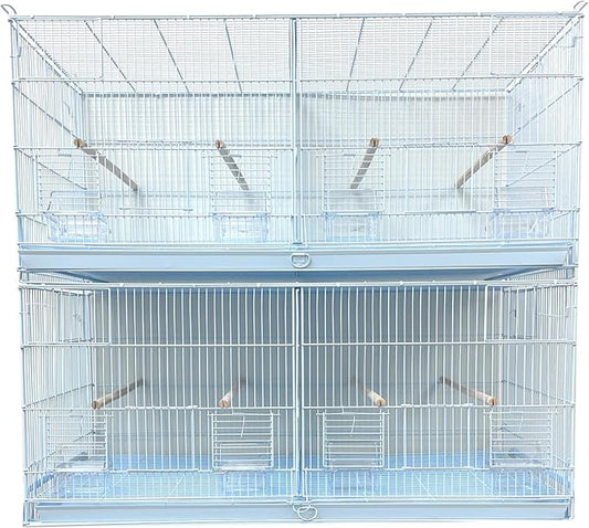 Lot of Extra Large Stack and Lock Double Breeder Breeding Bird Flight Cage with Removable Center Divider and Side Breeder Nest Box Doors