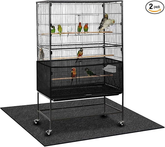 AceOrbit Bird Cage Mat 48 x 36 Inch with Adjustable Bird Cage Seed Catcher, Waterproof Absorbent Floor Mat, Non-Slip Floor Protector for Parrot, Cockatiel, Budgie, Reptile Tank