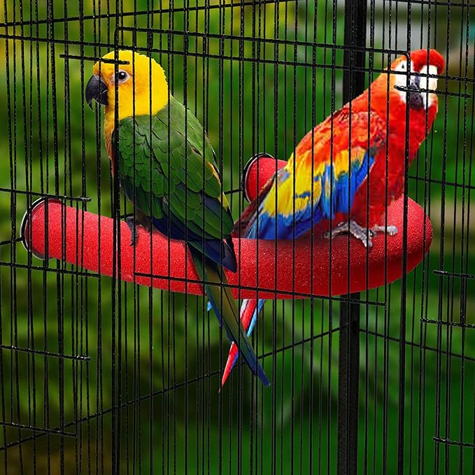 FrgKbTm U Shape Parrot Perch Stand Toy Bird Platform Sand Paw Grinding Clean Stick Exercise Conure Budgie Cockatiel Cage Accessories (Red)