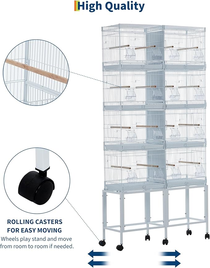 Garvee Bird Cage, 69''H LOT-4 Stackable Breeding Bird Cage, Divided Bird Breeder Cage w/Individual Removable Tray, Application for Conure,Macaw,Budgie,Cockatiel,Lovebirds,Parakeet