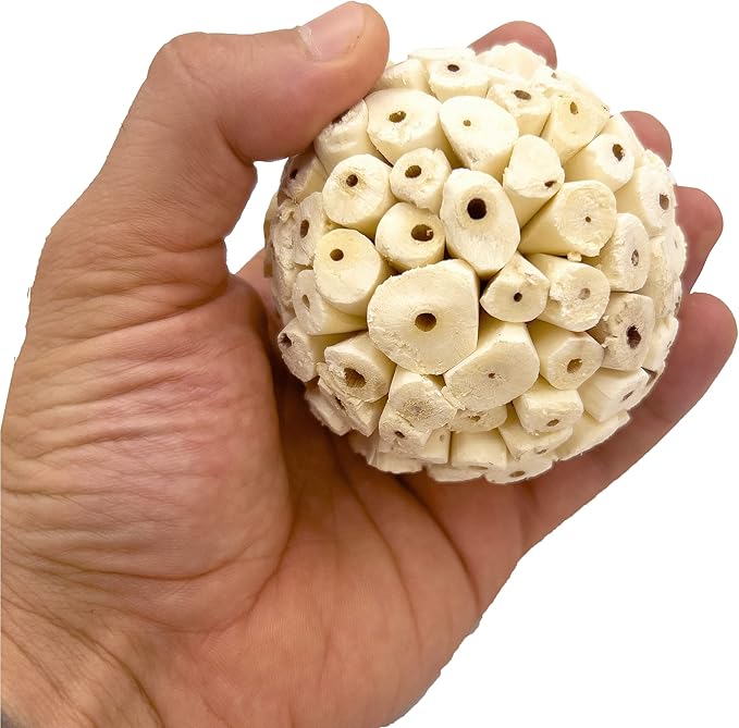 4999 Pk1 Big Sola Ball Foraging Toy for Birds - Natural Shreddable Chew Ball for Parrots, Cockatoos, Parakeets, Budgies, and Small Pets - Enrichment and Play Foot Toy for Cages - Safe and Fun