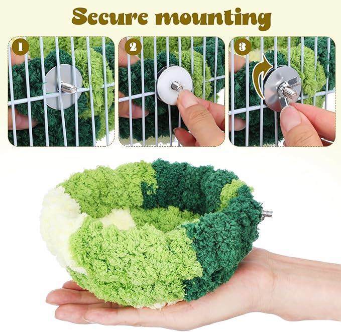 GANAZONO Cozy Plush Bird Nest for Cage Winter Bed - Warm Hanging Bird Sleeping Hut for Parakeets Lovebirds Cockatiels Conures Small Pets Breeding Bed 6.69X6.69X3.93In