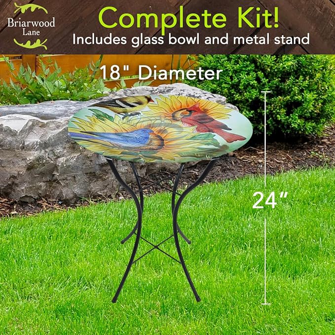 Briarwood Lane Birds in the Garden Glass Birdbath