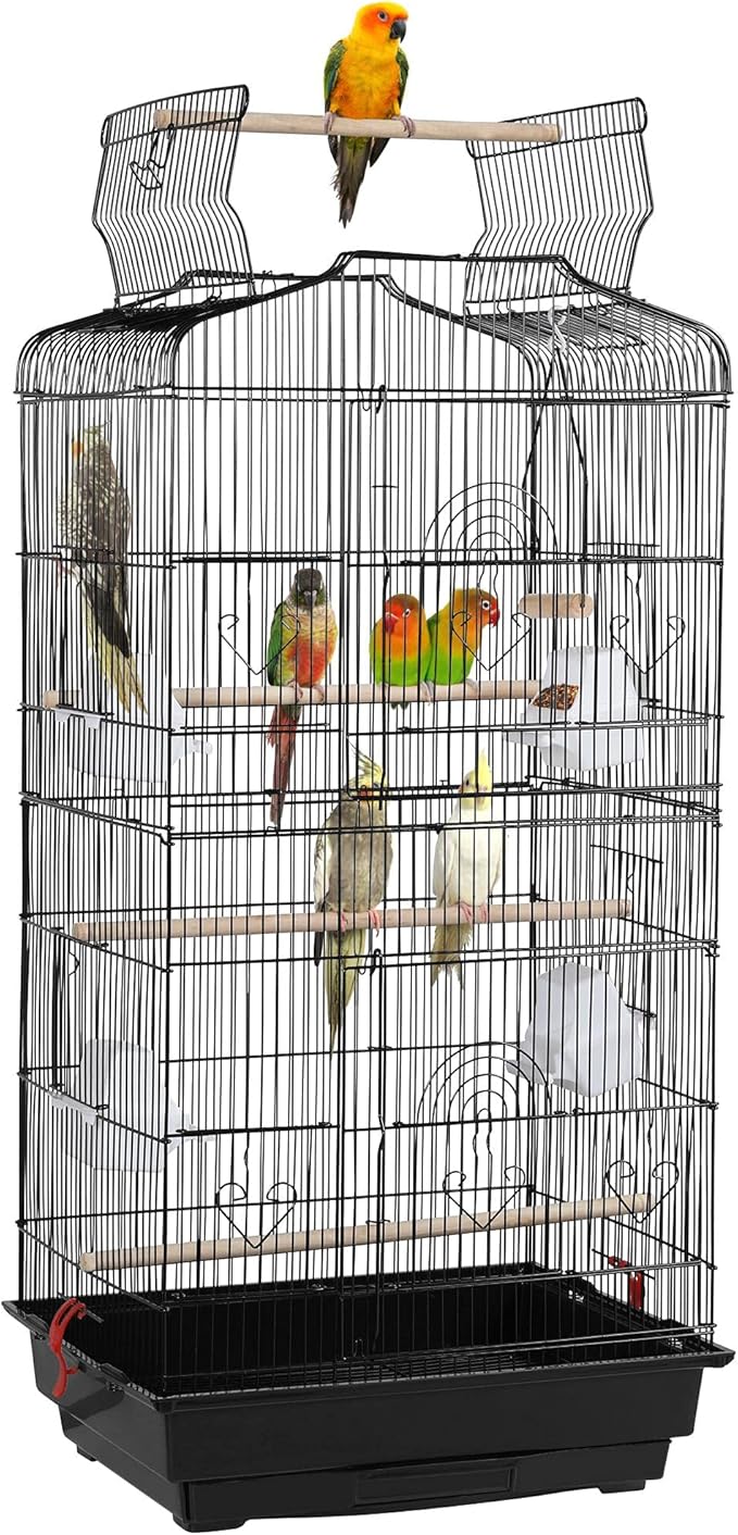 Topeakmart Open Play Top Bird Cage Parakeet Cage with Slide-Out Tray for Small Parrot Budgies Finches Canaries Lovebirds