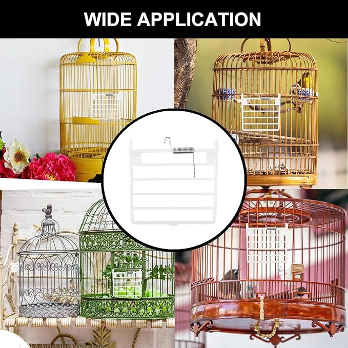 4 Pcs Bird Cage Door Accessories with Spring Wires, Pet Cage Door Parts for Birds, Small Animal(White)