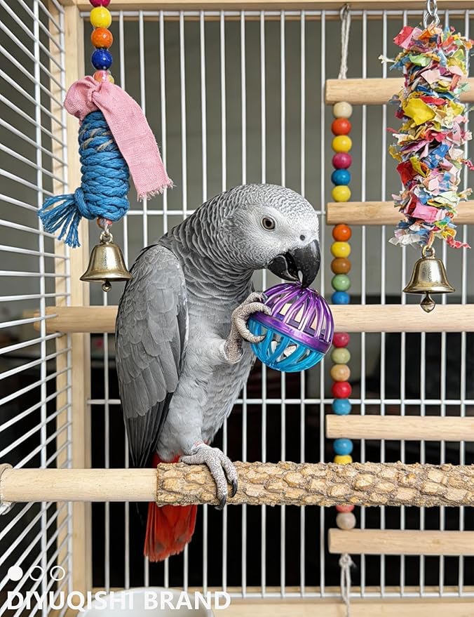 23 Pcs Bird Toys Set for Parakeet Budgie Parrot Colorful Bell Rattan Balls Safe Non-Toxic for Small Large Birds