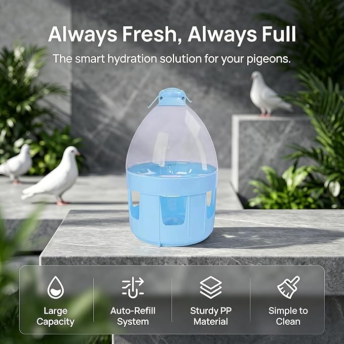 Pigeon Automatic Water Feeder, Pigeon Feeder Waterer, Accessories Automatic Bird Feeder Automatic Pigeon Waterer, for Quail Parakeet Outdoor, 4L